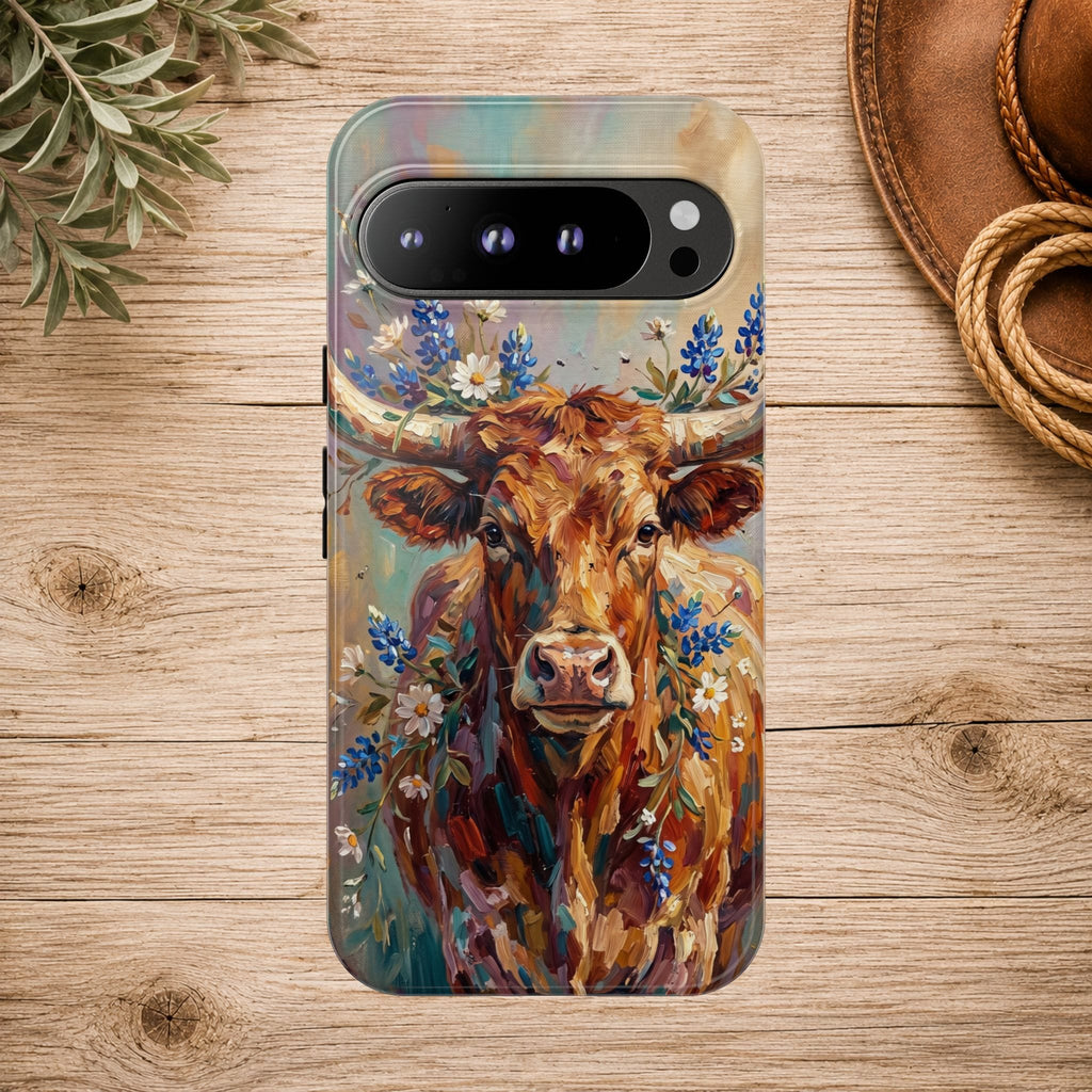 Texas Bluebonnet Longhorn Phone Case