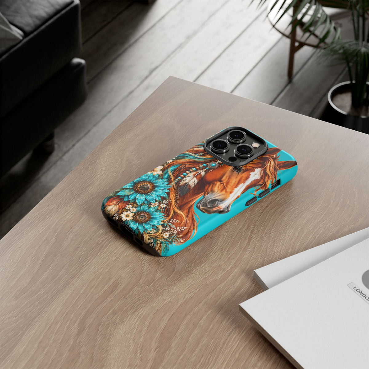 Turquoise Sunflower Horse Phone Case