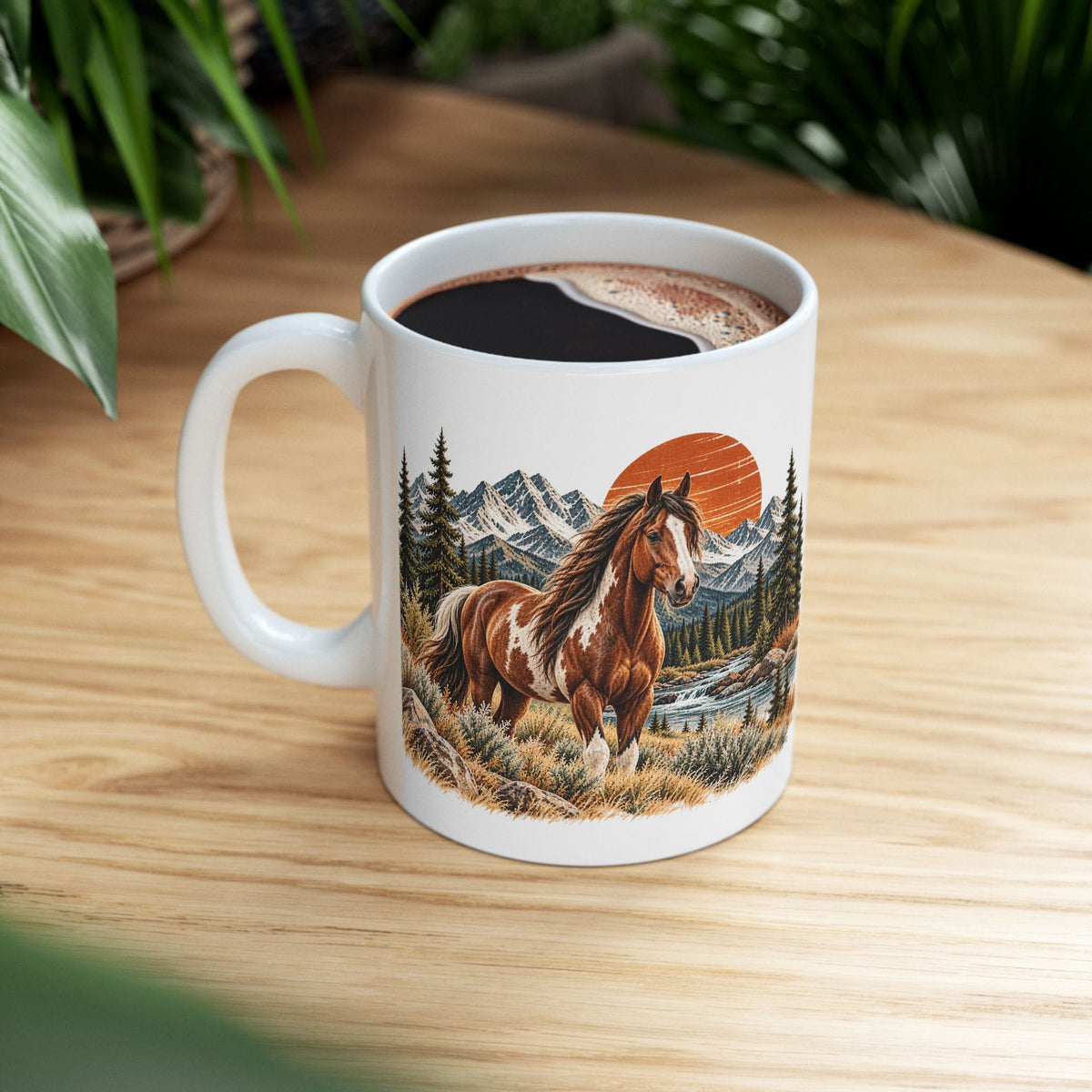 Horse Coffee Mug, Western Horse Mug, Mountain Horse Gift, Rustic Ranch Mug, Horse Lover Gift, 11 oz