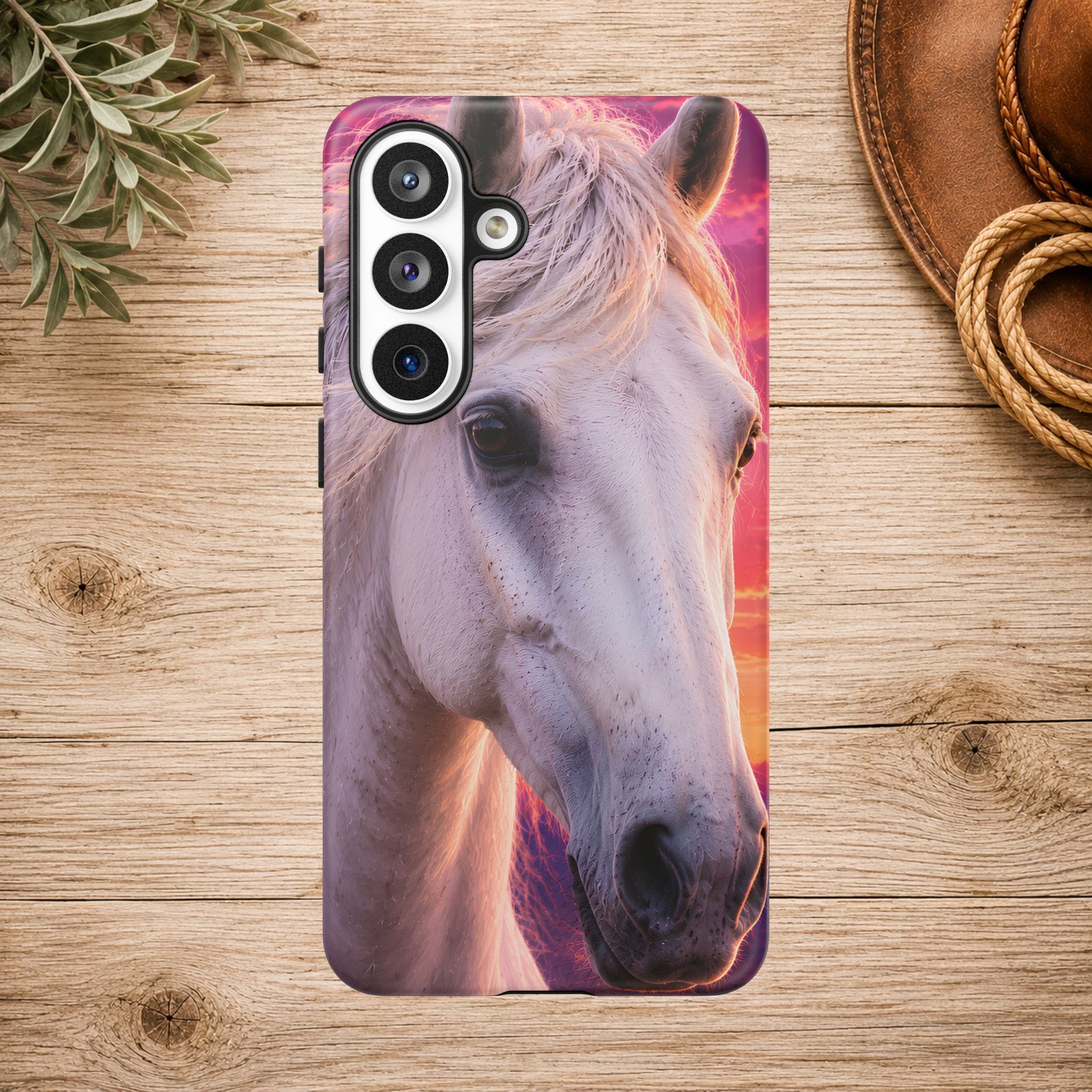 White Horse Sunset Phone Case