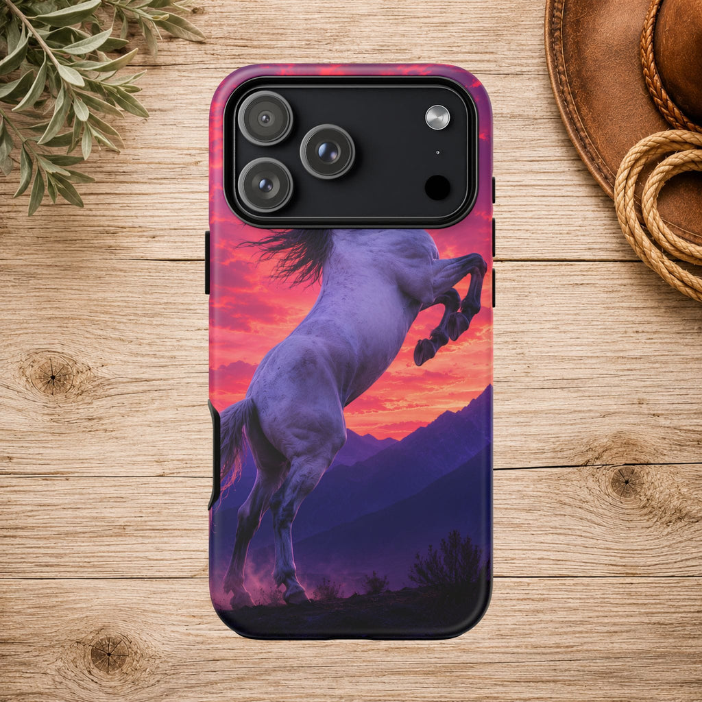 Rearing White Horse Sunset Phone Case