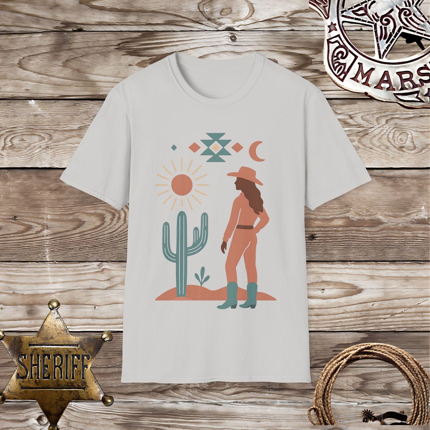 Boho Desert Sun and Cactus Design