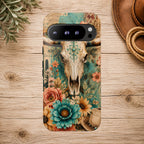 Turquoise Floral Longhorn Western Phone Case