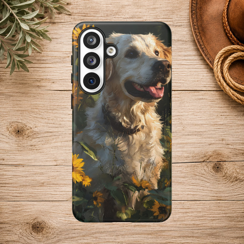 Golden Retriever Sunflower Phone Case