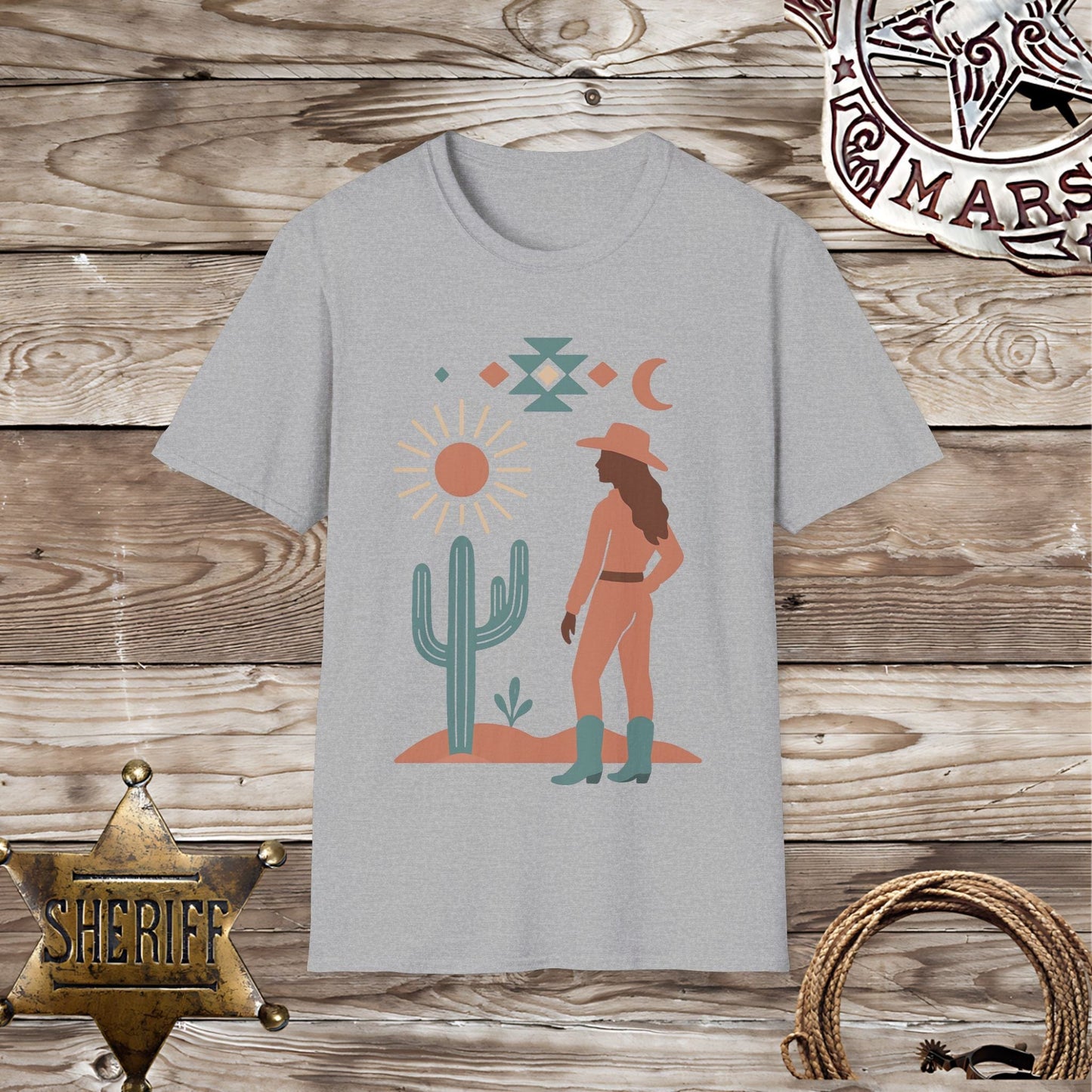 Boho Desert Sun and Cactus Design