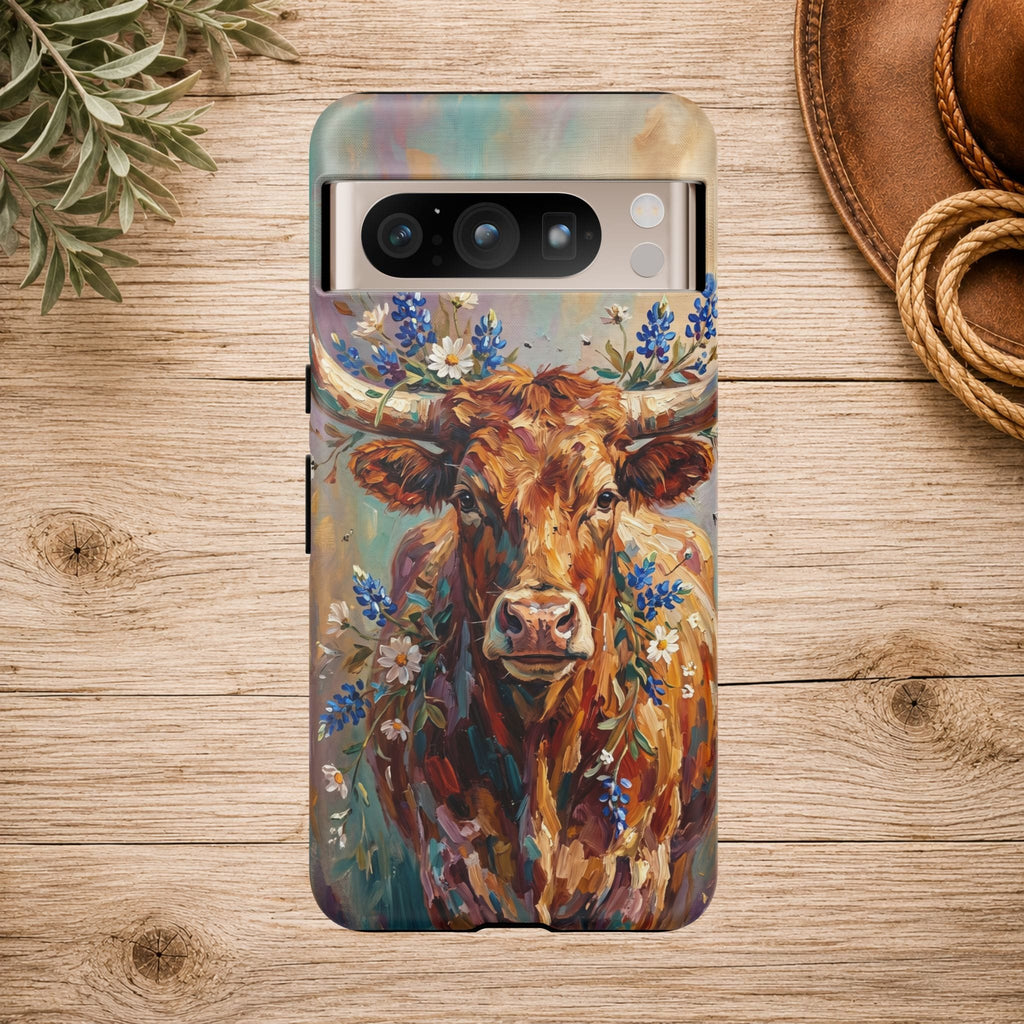 Texas Bluebonnet Longhorn Phone Case