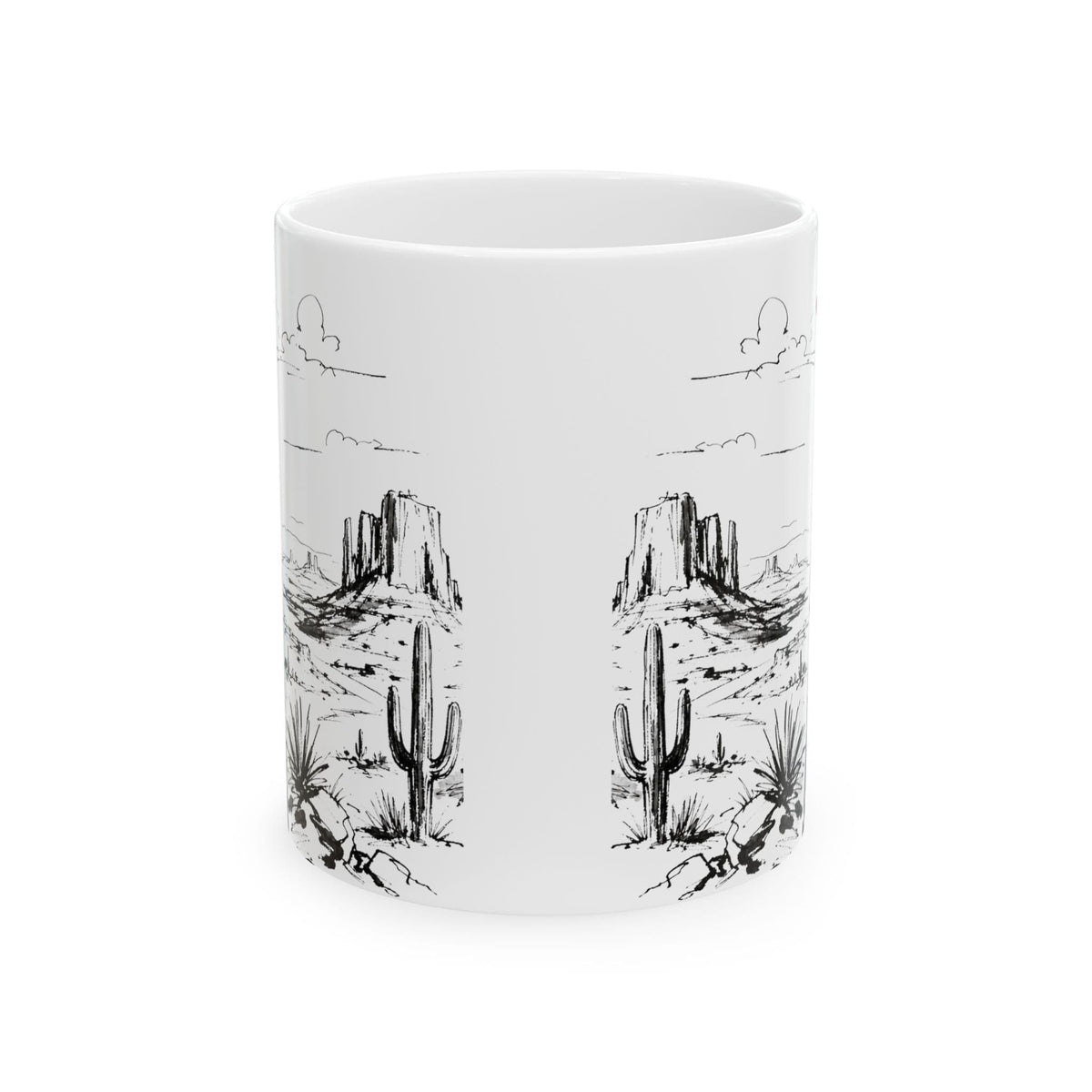 Red Hat Cowgirl Desert Sketch Coffee Mug
