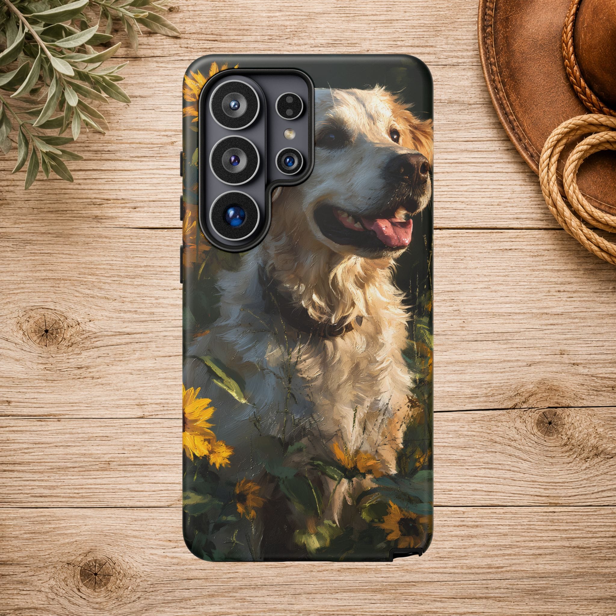 Golden Retriever Sunflower Phone Case
