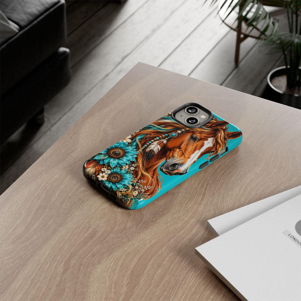 Turquoise Sunflower Horse Phone Case