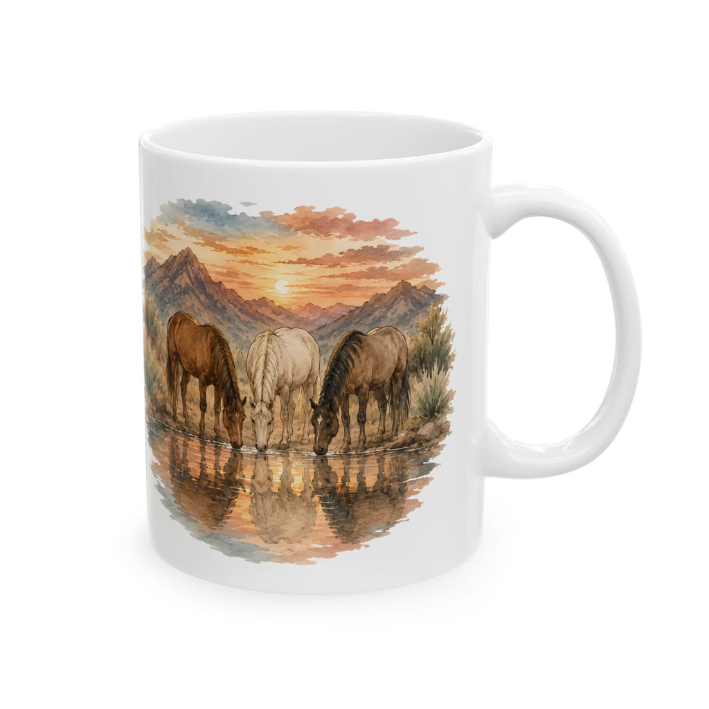 Watercolor Horses at Sunset Coffee Mug