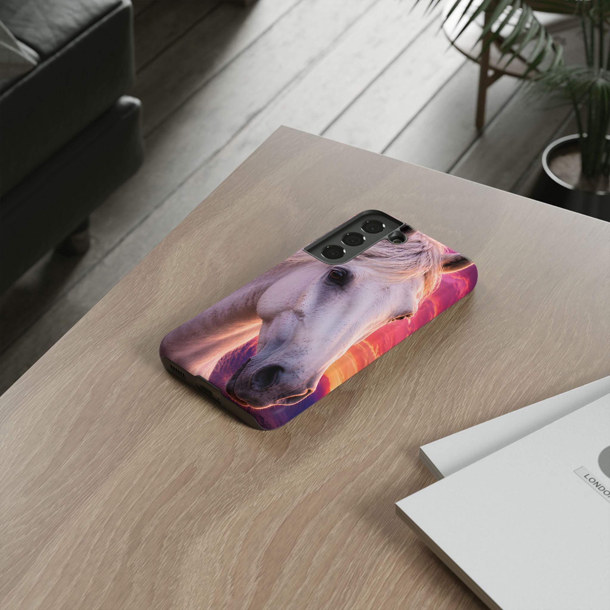 White Horse Sunset Phone Case