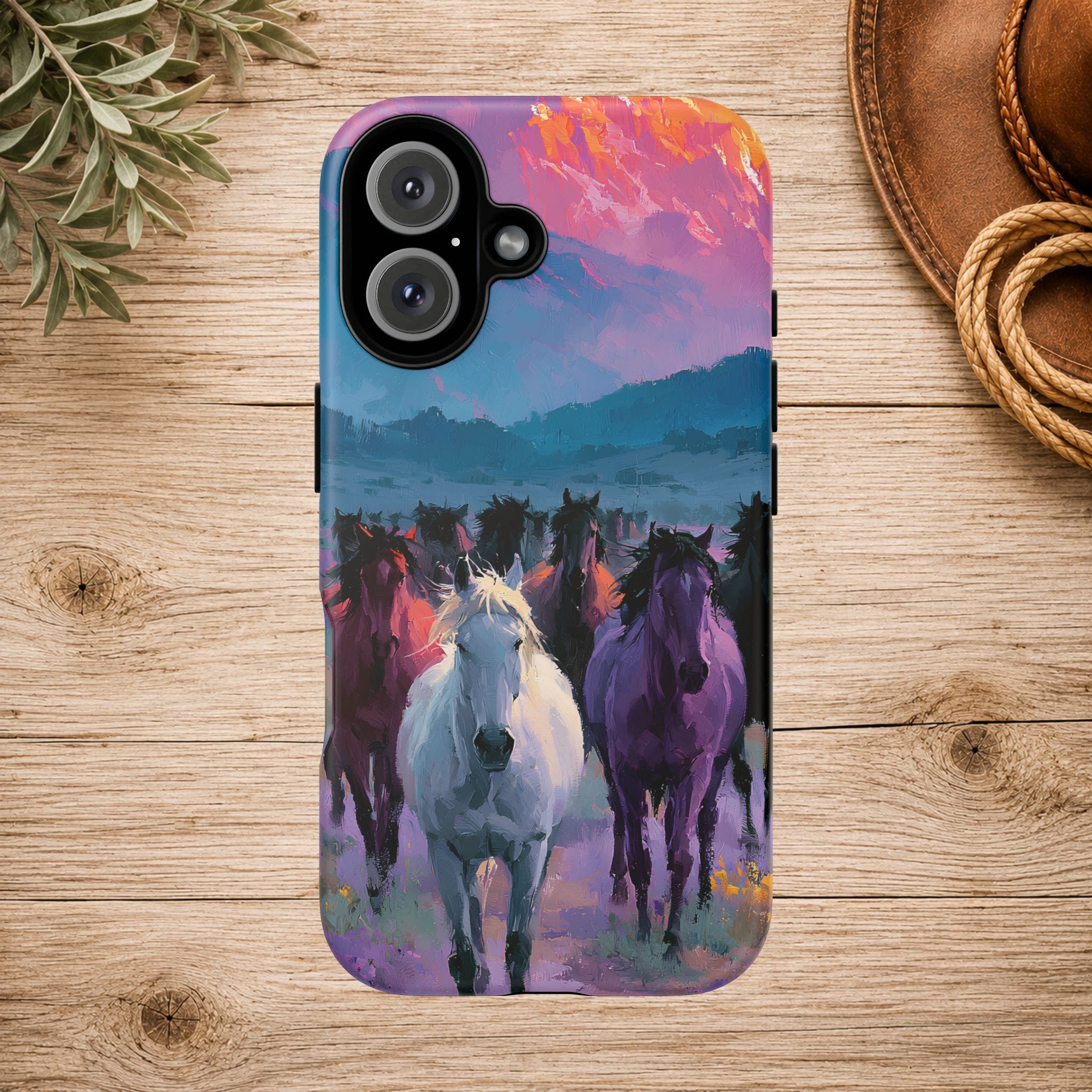 Wild Horses Sunset Mountain Phone Case