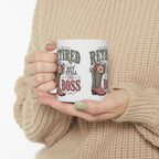 Retired But Still the Boss Mug, Funny Retirement Gift for Women, Western Cowgirl Coffee Mug, Cowboy Boot Gift, 11 oz