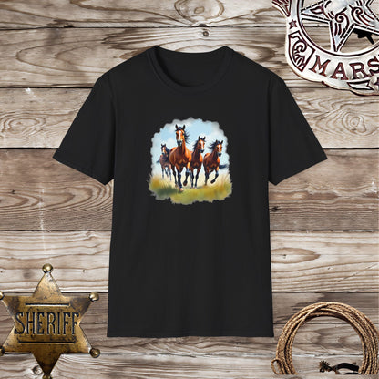 Softstyle  Unisex T-Shirt: Galloping Horses