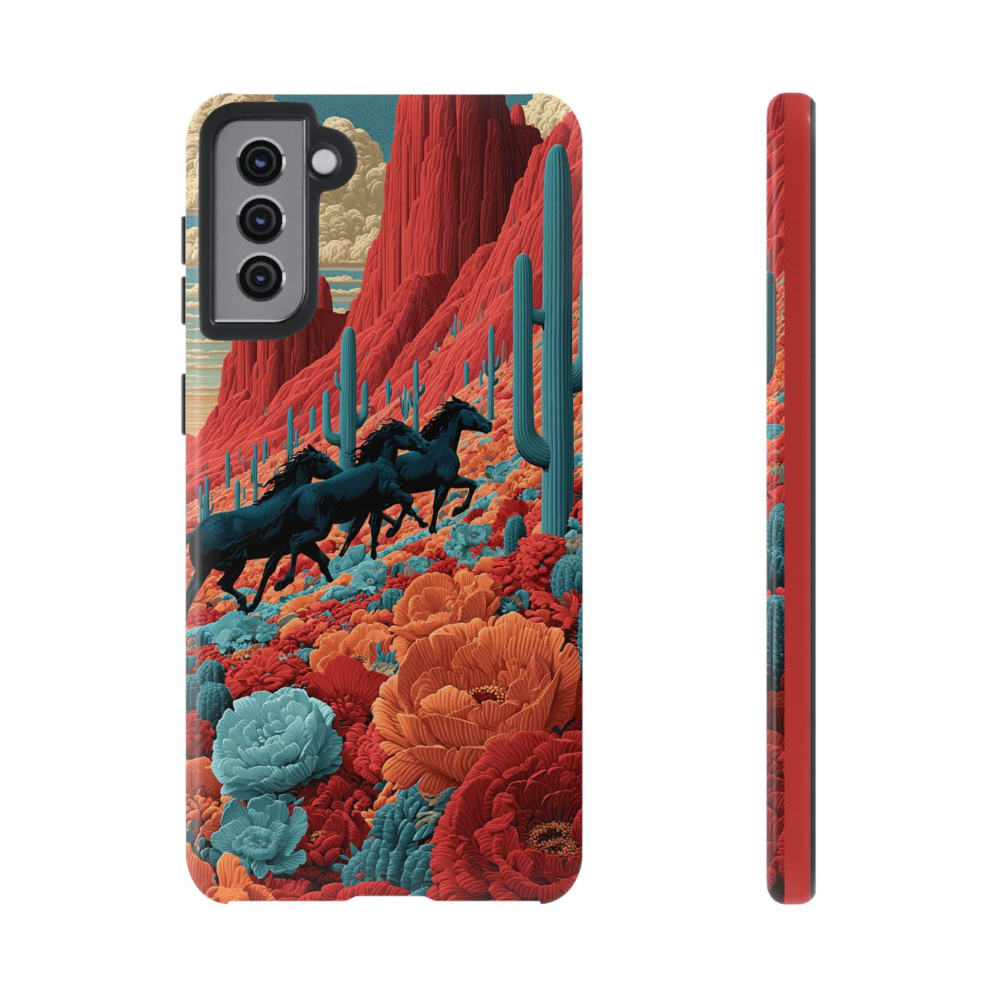 Desert Wild Horses Floral Phone Case