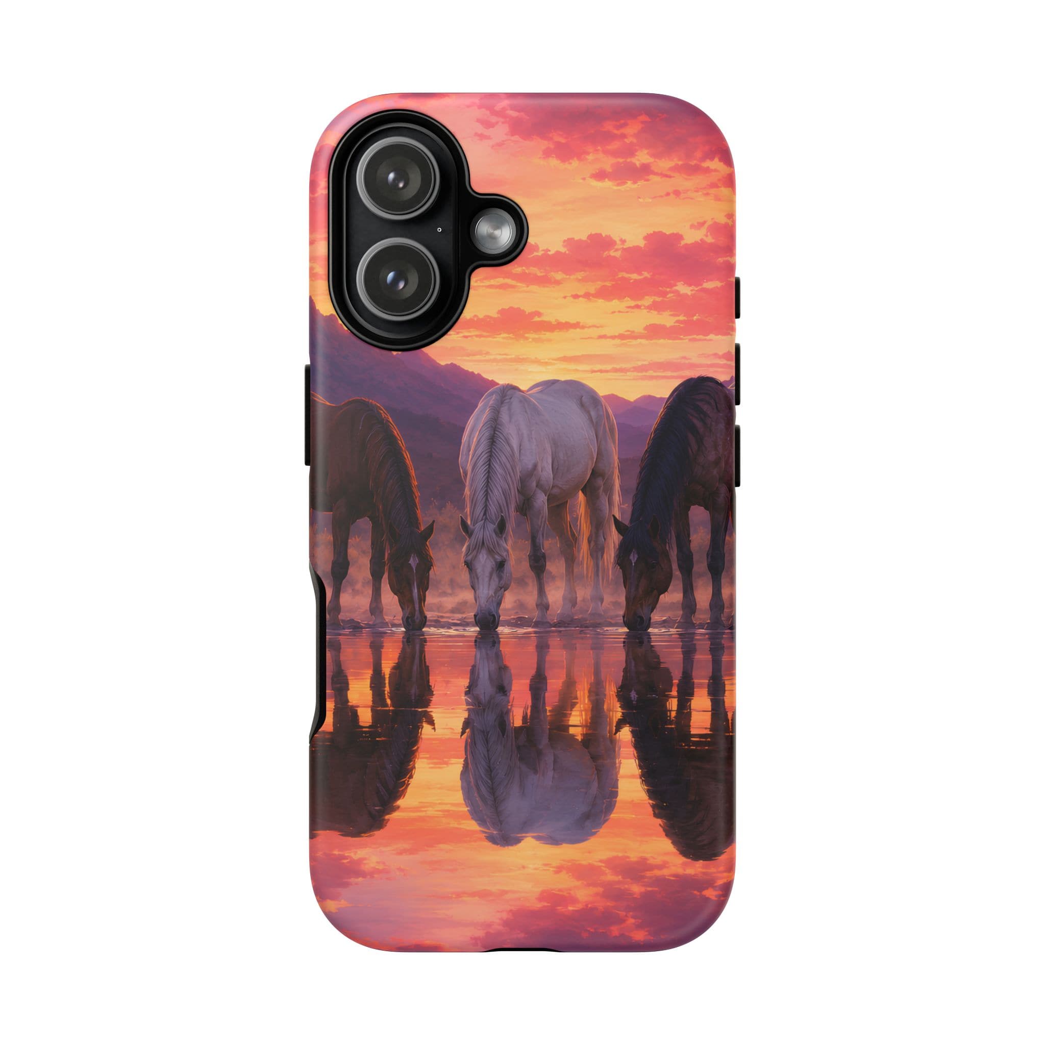 Horses at Sunset Reflection Phone Case