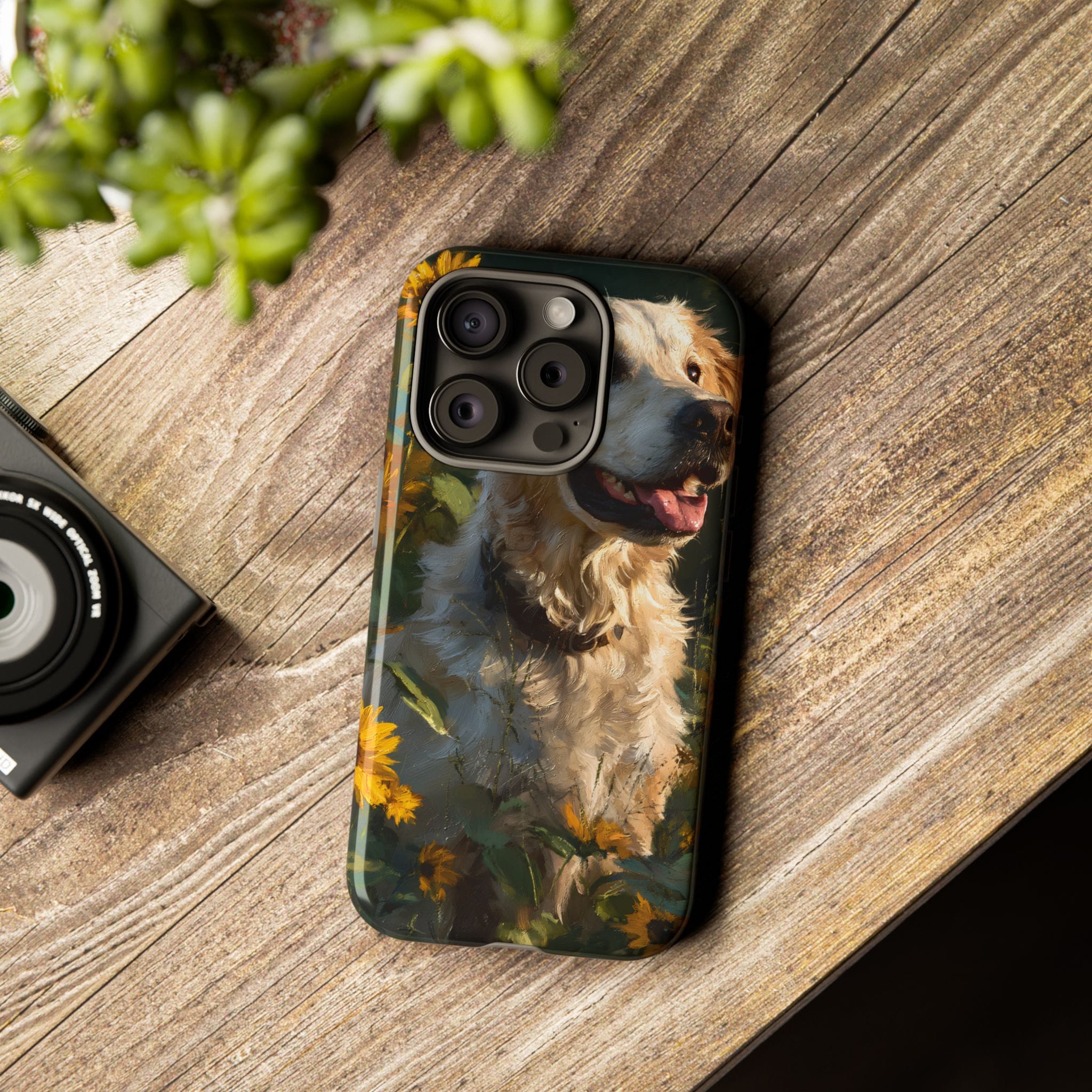 Golden Retriever Sunflower Phone Case