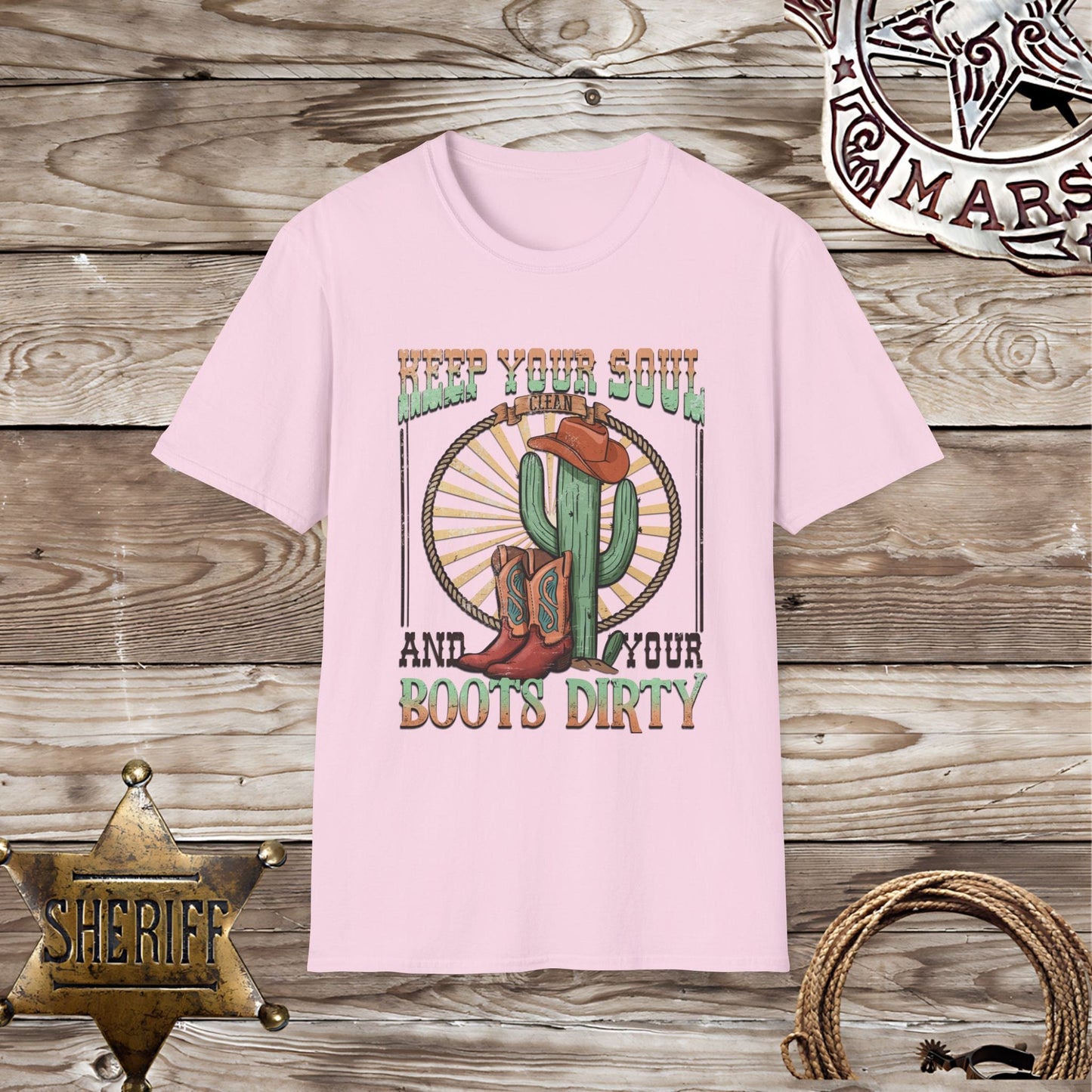 Softstyle Unisex T-Shirt "Keep Your Soul Clean and Your Boots Dirty"