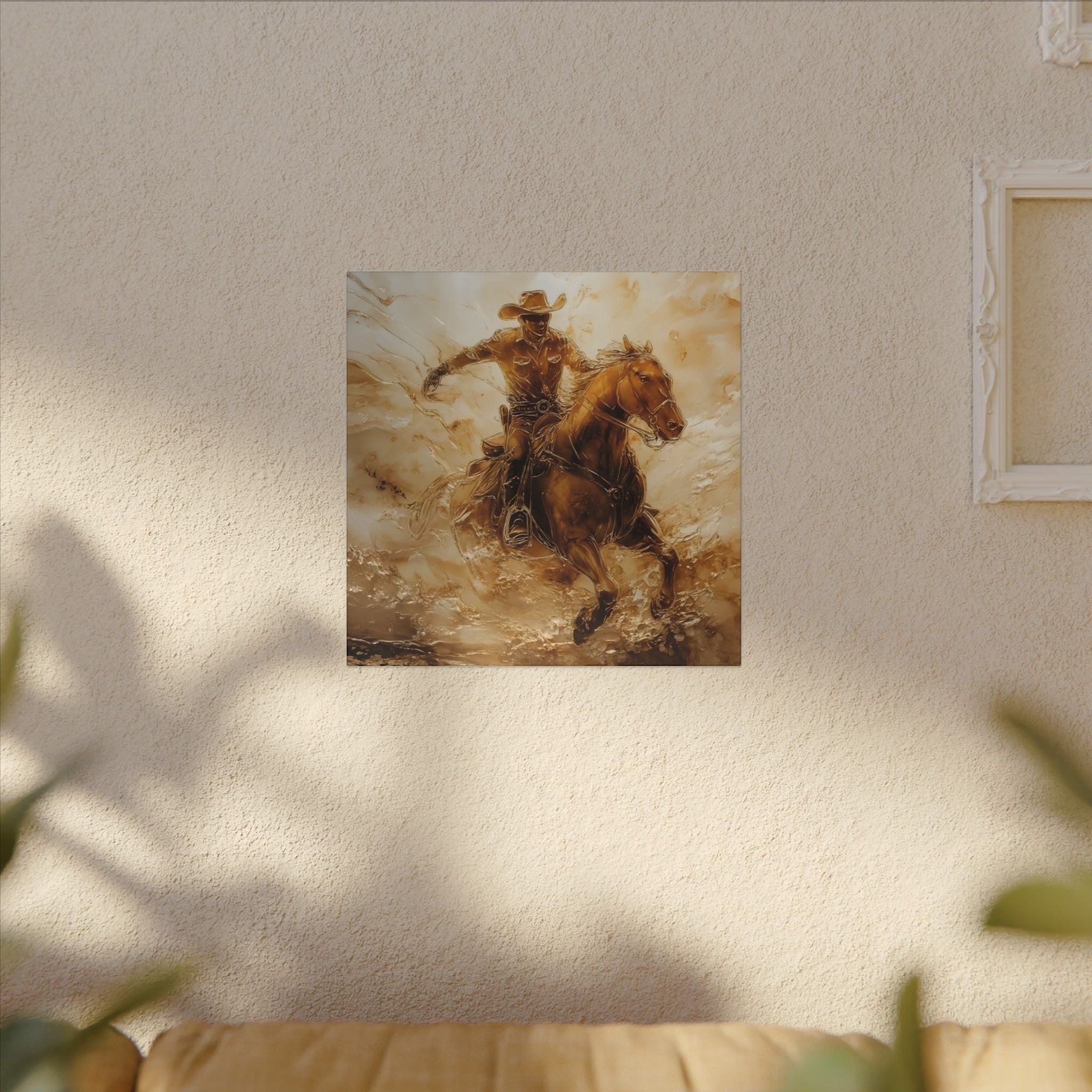 Matte Canvas, Stretched, 0.75"Cowboy Galloping on his Horse