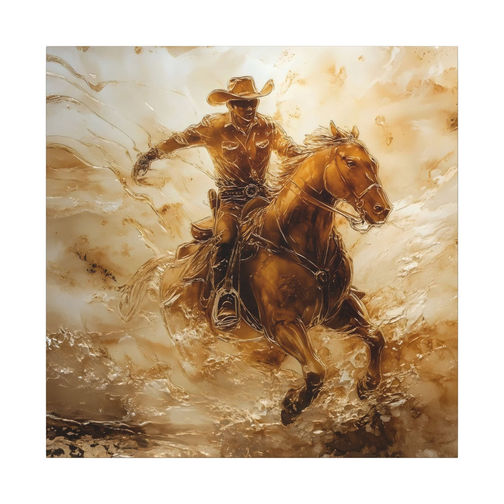 Matte Canvas, Stretched, 0.75"Cowboy Galloping on his Horse