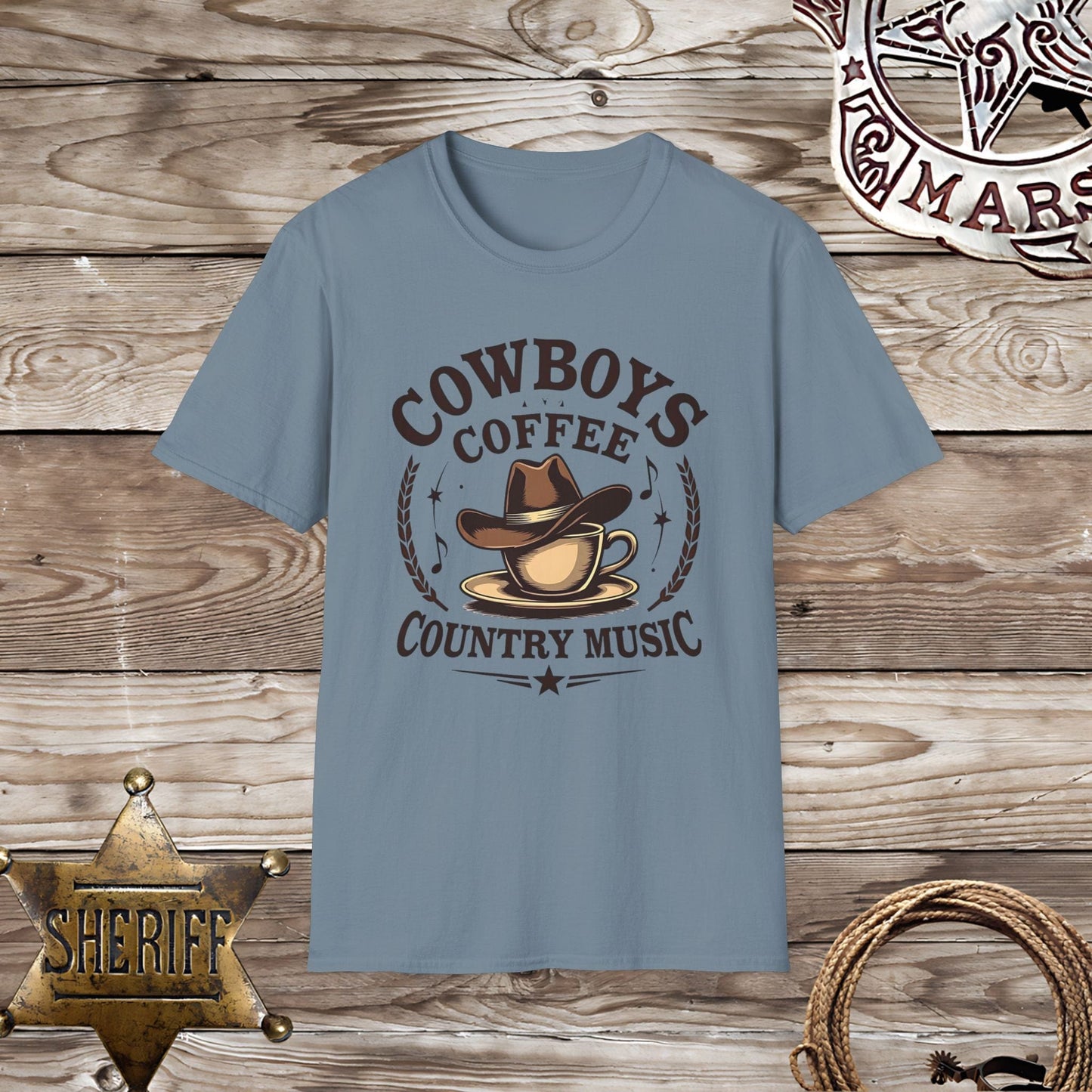 Softstyle Unisex T-Shirt -Cowboy Coffee Country Music