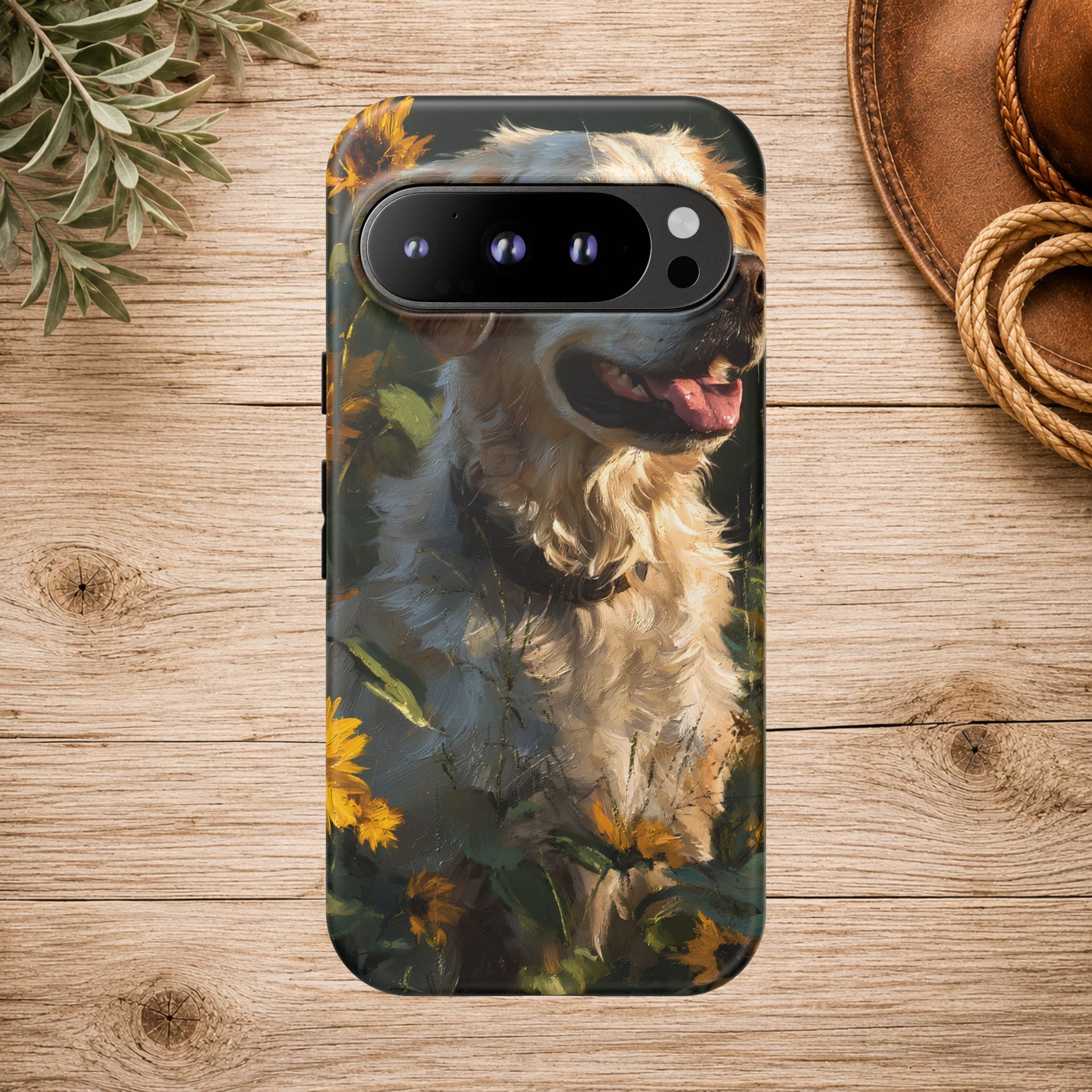 Golden Retriever Sunflower Phone Case