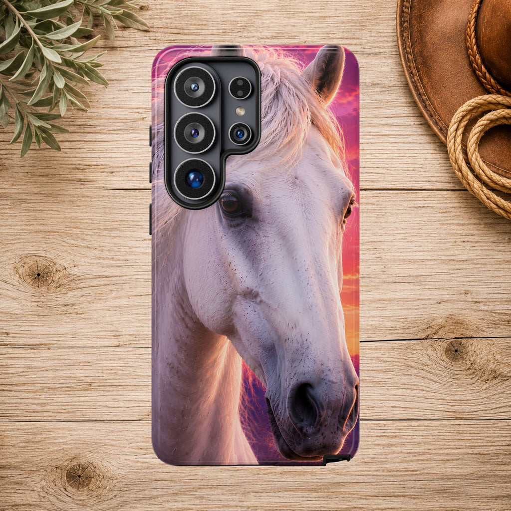 White Horse Sunset Phone Case
