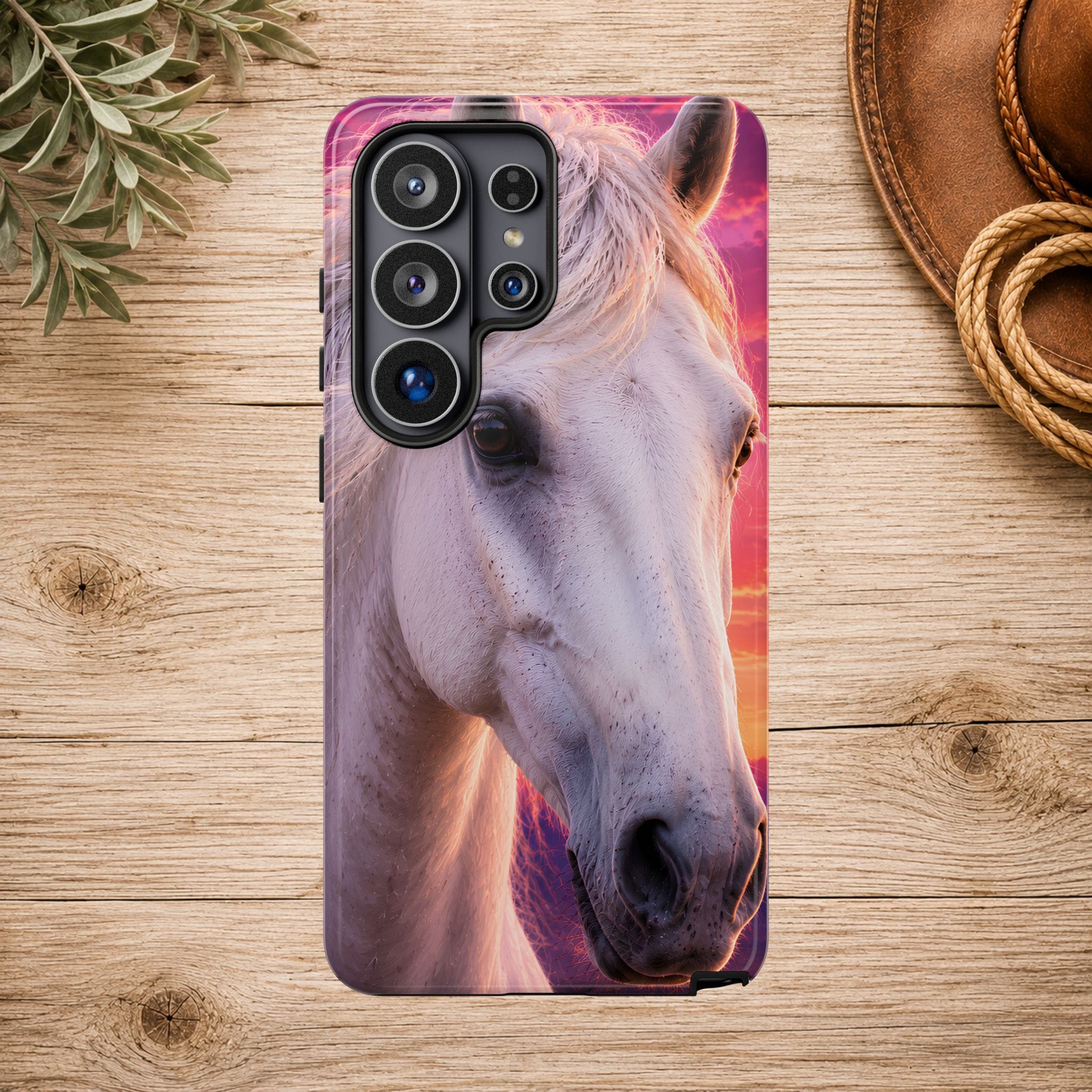 White Horse Sunset Phone Case