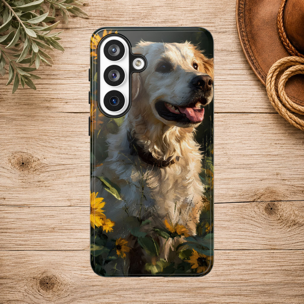 Golden Retriever Sunflower Phone Case