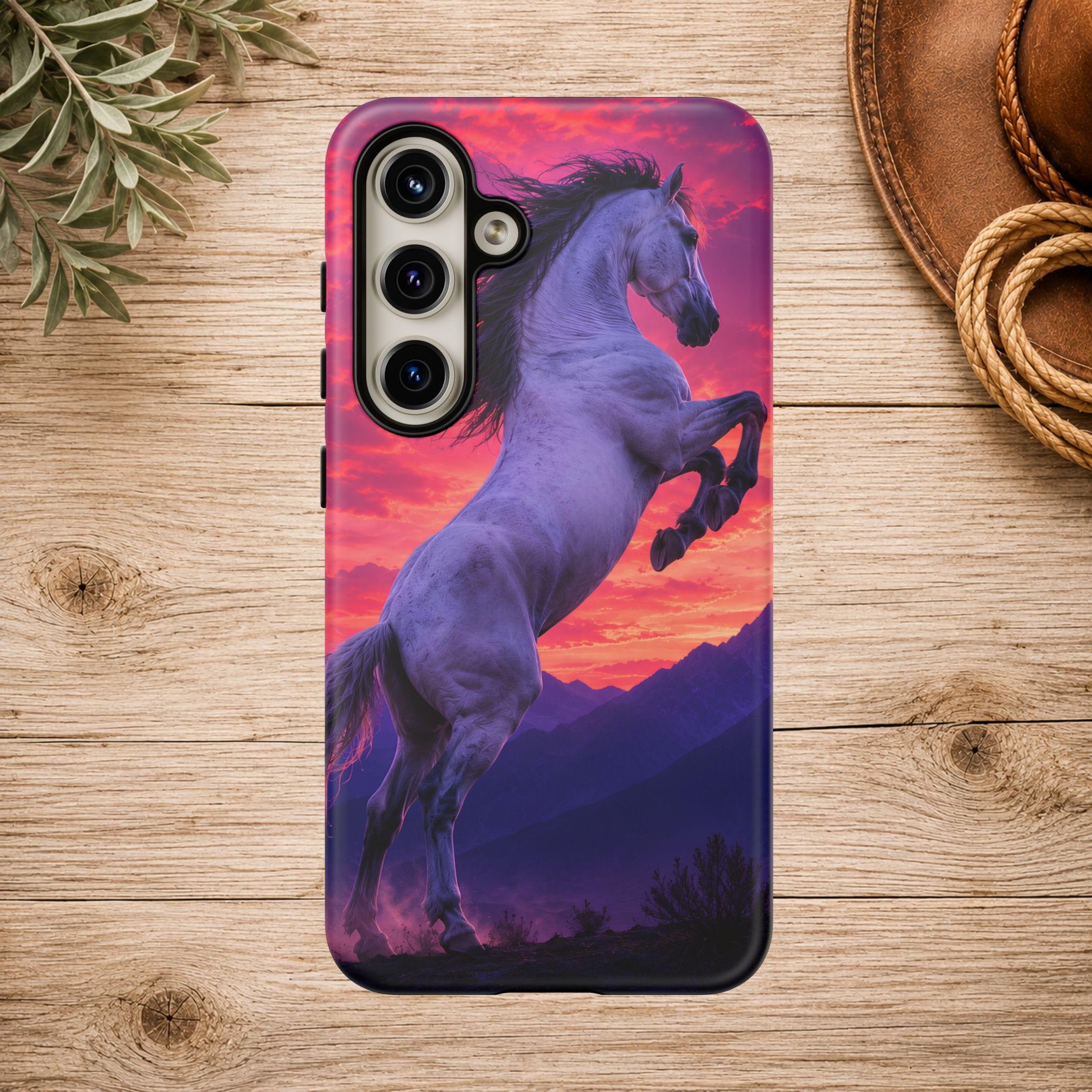 Rearing White Horse Sunset Phone Case