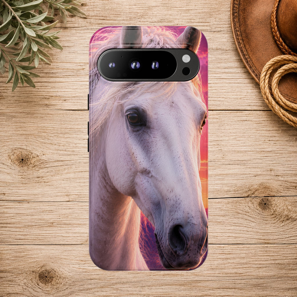White Horse Sunset Phone Case