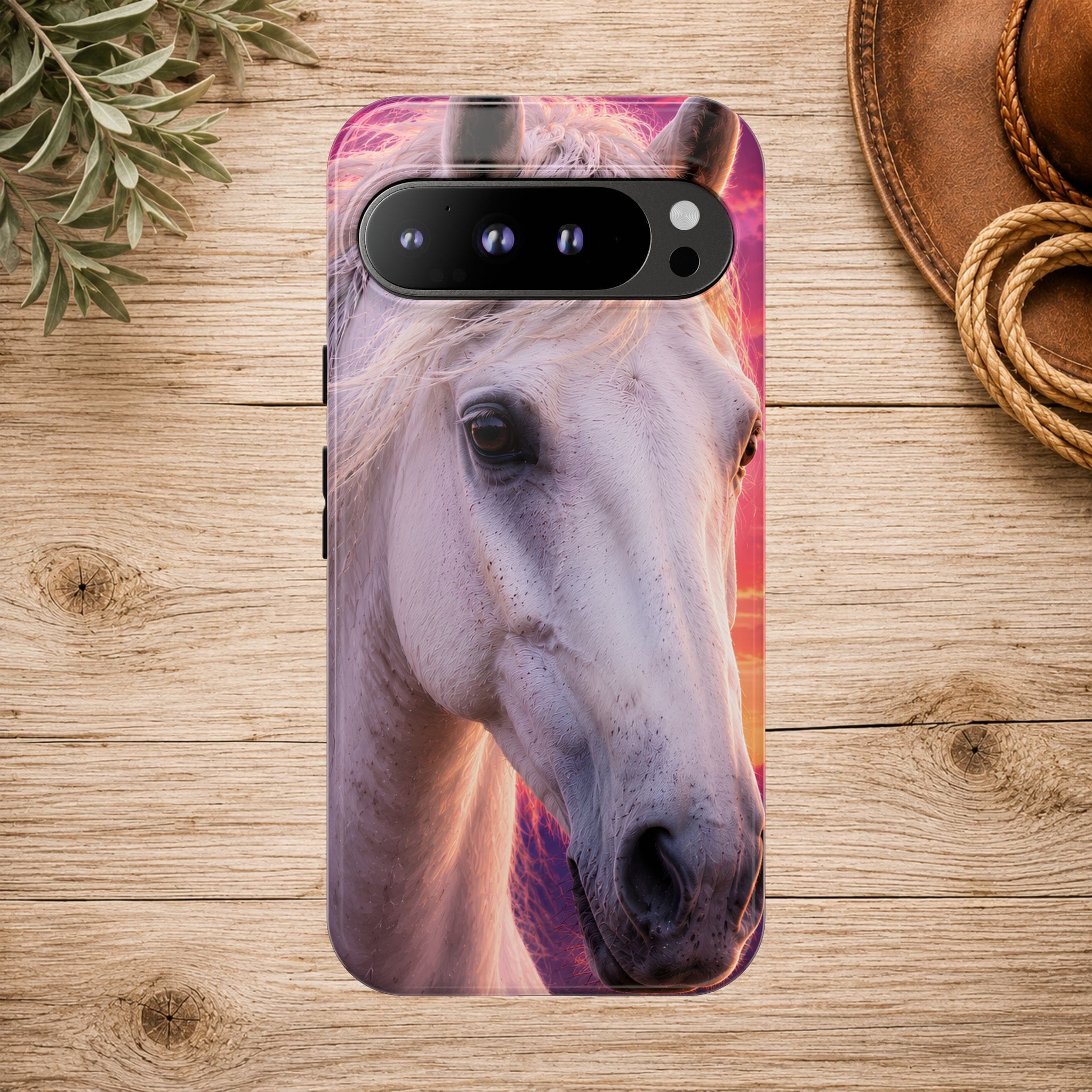 White Horse Sunset Phone Case