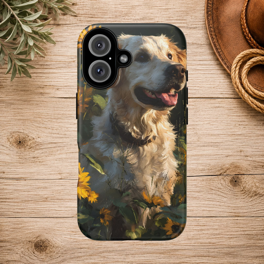 Golden Retriever Sunflower Phone Case