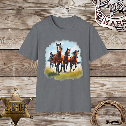 Softstyle  Unisex T-Shirt: Galloping Horses