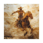 Matte Canvas, Stretched, 0.75"Cowboy Galloping on his Horse
