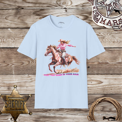 Softstyle Unisex T-Shirt:  Cowgirl Wind in Your Hair