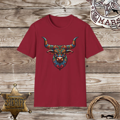 Softstyle Unisex T-Shirt: Psychedelic Steer Head