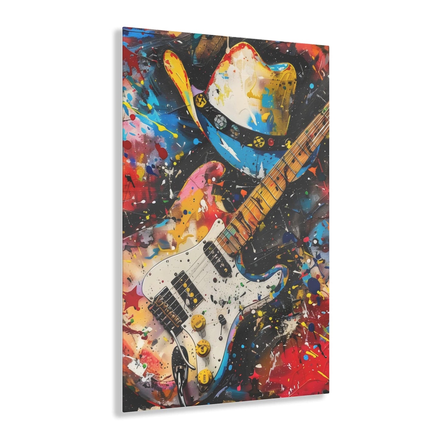 Acrylic Prints -Psychedelic Guitar, Cowboy Hat