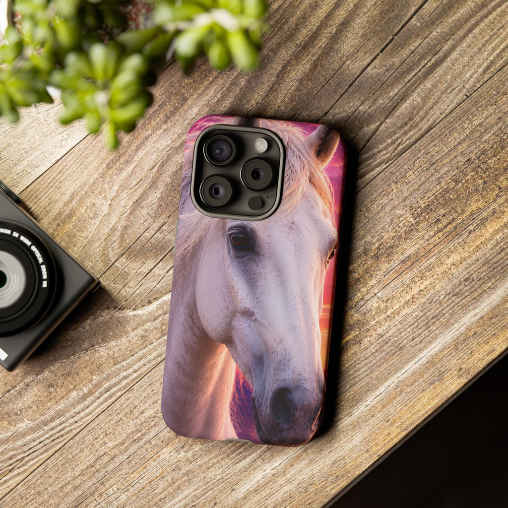 White Horse Sunset Phone Case