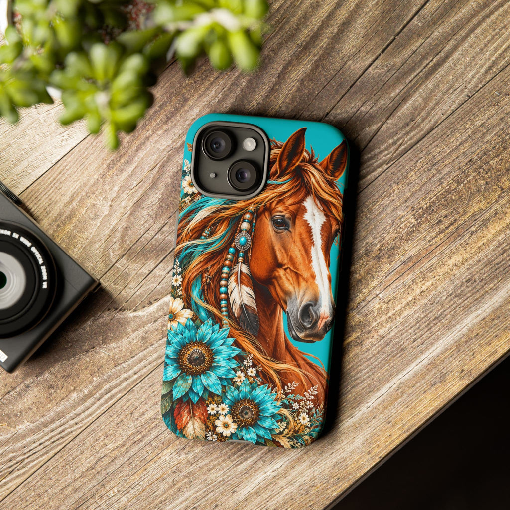 Turquoise Sunflower Horse Phone Case