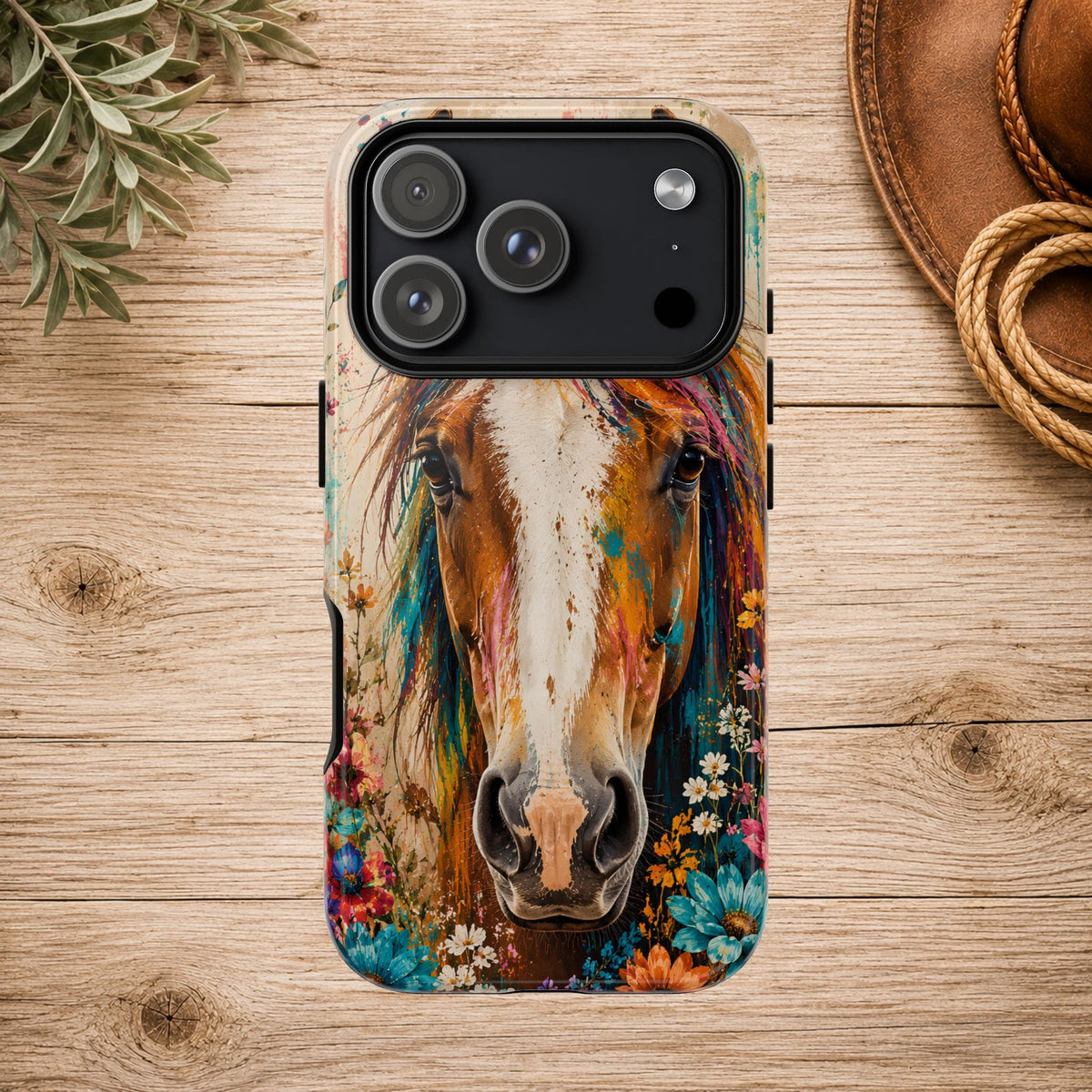 Boho Wildflower Horse Phone Case