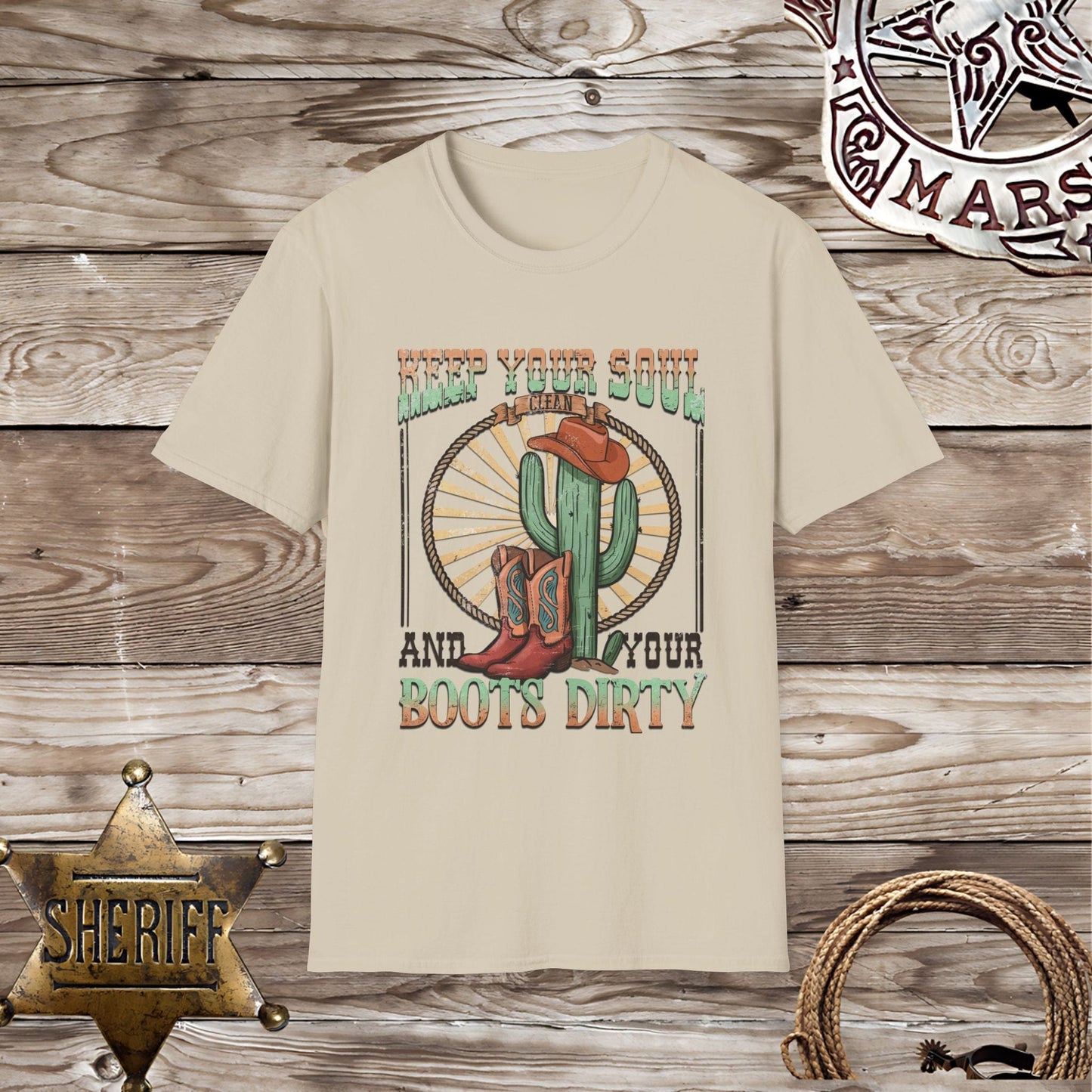 Softstyle Unisex T-Shirt "Keep Your Soul Clean and Your Boots Dirty"