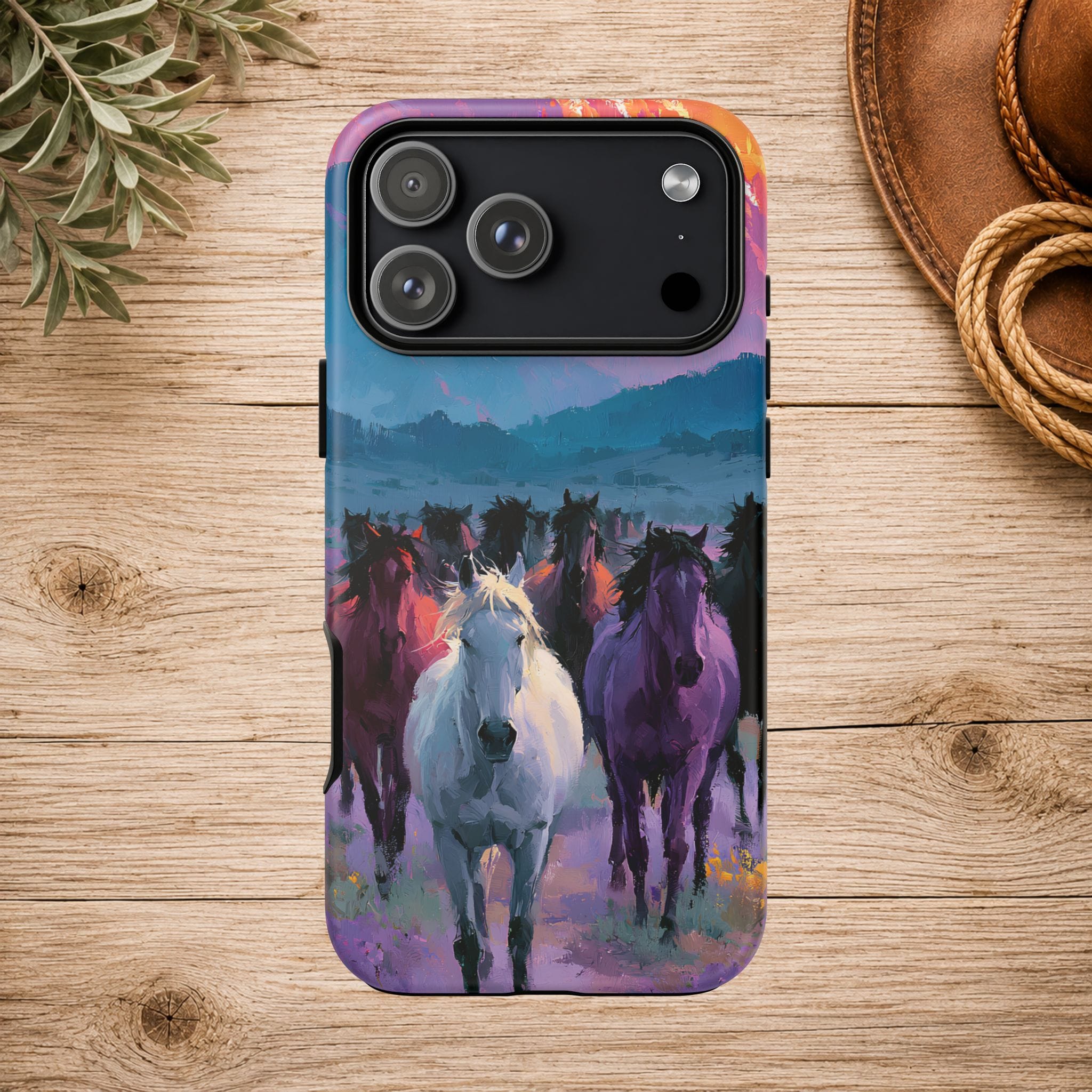Wild Horses Sunset Mountain Phone Case