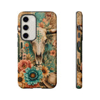 Turquoise Floral Longhorn Western Phone Case