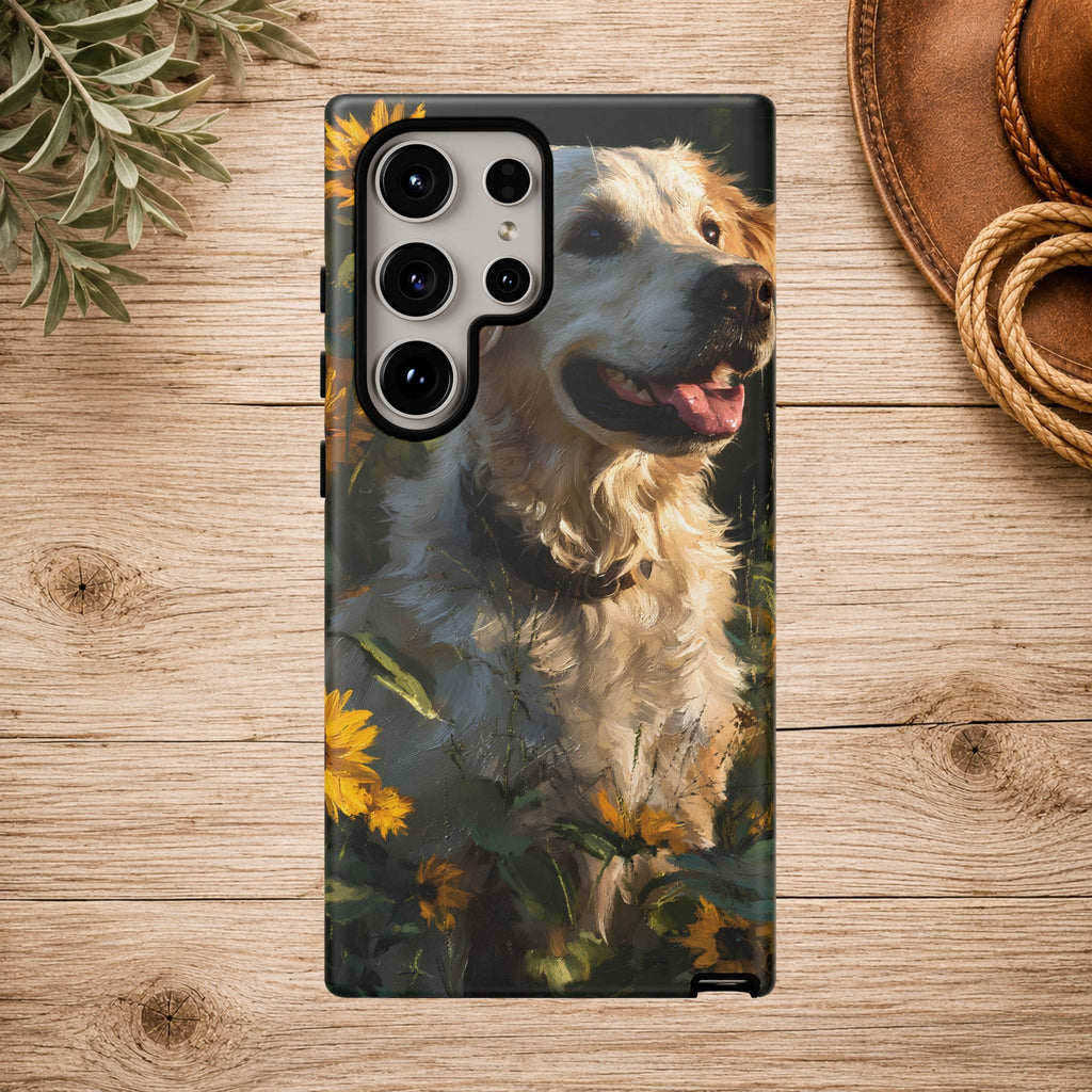 Golden Retriever Sunflower Phone Case