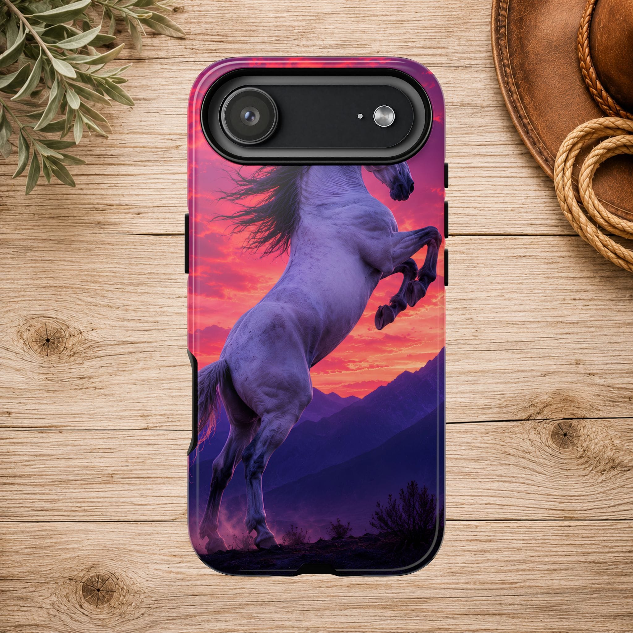 Rearing White Horse Sunset Phone Case