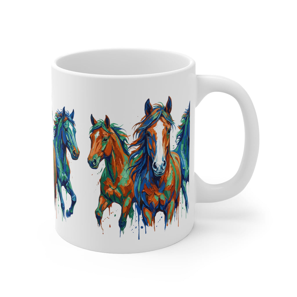 Painted Wild Horses Drip Art Coffee Mug