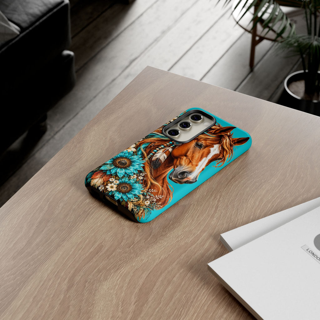 Turquoise Sunflower Horse Phone Case