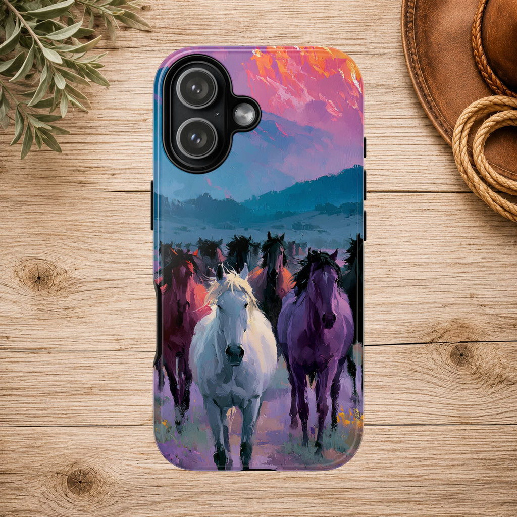 Wild Horses Sunset Mountain Phone Case