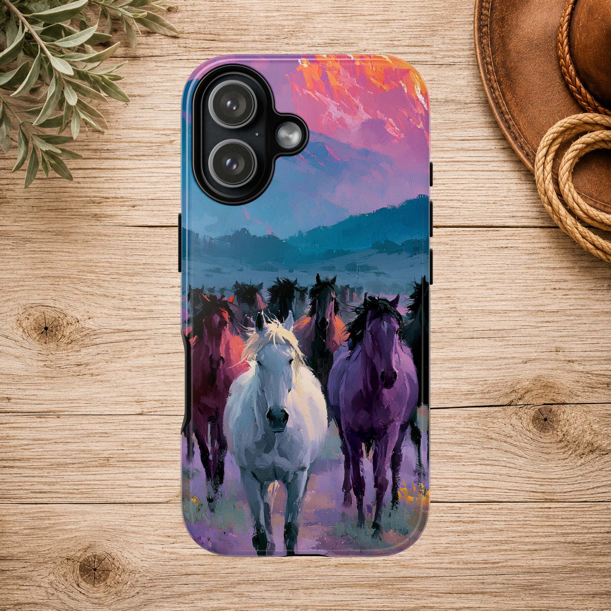 Wild Horses Sunset Mountain Phone Case
